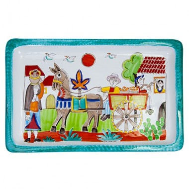 Vassoio rettangolare Folk Carretto con Arance VSS43FK1 Vassoio rettangolare Folk Carretto con Arance VSS43FK1